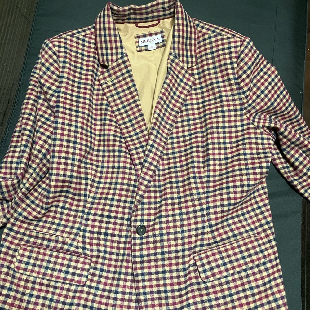 Murano Red and Blue Checkered Blazer